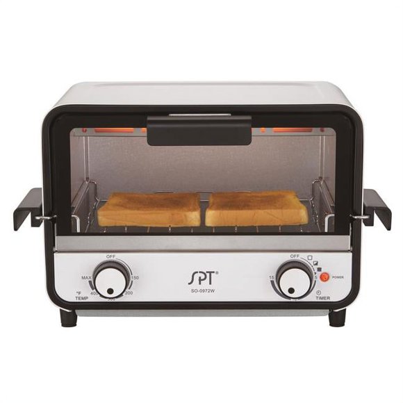 SPT SO-0972WA Easy Grasp 2 Slice Countertop Toaster Oven, Glossy White