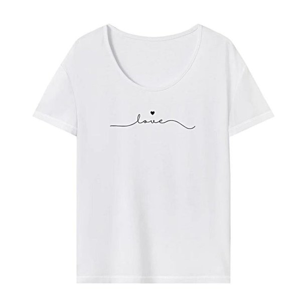 Camiseta para mujer con cuello redondo, camiseta básica de recuerdo para caminar por la calle M
