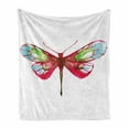 thumbnail image 1 of Dragonfly Soft Flannel Fleece Throw Blanket, Vivid Spring Time Inspired Moth Abstract Grunge Watercolor Design, Cozy Plush for Indoor and Outdoor Use, 60" x 80", Hot Pink Green and Blue, by Ambesonne, 1 of 6