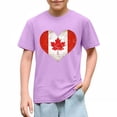 thumbnail image 5 of Girls Canadian Flag Heart T-Shirt Kids Canada Day Distressed Vintage Purple Cotton Short Sleeve Crew Neck,Size 9 T, 5 of 6