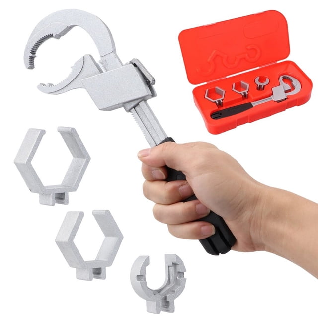 Llave universal ajustable Coofit Llave de baño multifuncional con 3 cabezales reemplazables