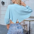thumbnail image 5 of Royisotas Womens Sweaters Knit Loose Tops Solid Color Winter Sky Blue Casual Cardigan Cardigans for Women Long Sleeve, 5 of 5