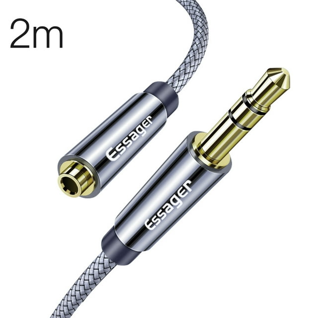 Youkk Essager Phone Earphone Extender Cable 3.5mm Extension Cord Headphone Headset Braided Audio Cable, 2 Meter