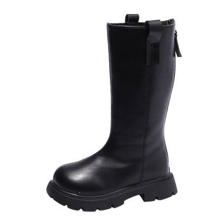 

ASEIDFNSA Bed Slipper for Kids Size 5 Toddler Boots Fashion Winter Children Boots Boys And Girls Knee High Boots With Thick Soles Warm Non Slip Solid Color Back Zipper Simple Style