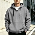 thumbnail image 3 of Casual Hooded Jackets for Men Zip Up Long Sleeve Solid Color Going Out Jacket, 3 of 9