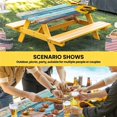 thumbnail image 6 of Spring Sunflowers Table Cloths for 8 Foot Rectangle Tables, Yellow Floral Turquoise Farmhouse Wood Grain Patio Waterproof Elastic Fitted Tablecloths, Washable Rectangular Table Cover for Camping, 6 of 8