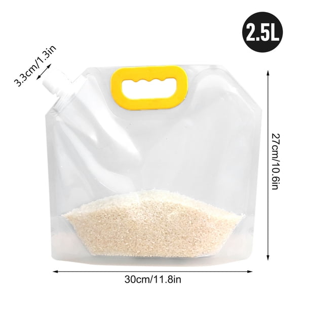 Bolsa de almacenamiento de cereales transparente de 2,5 l, resistente a la humedad, sellada y con succión portátil y gruesa.