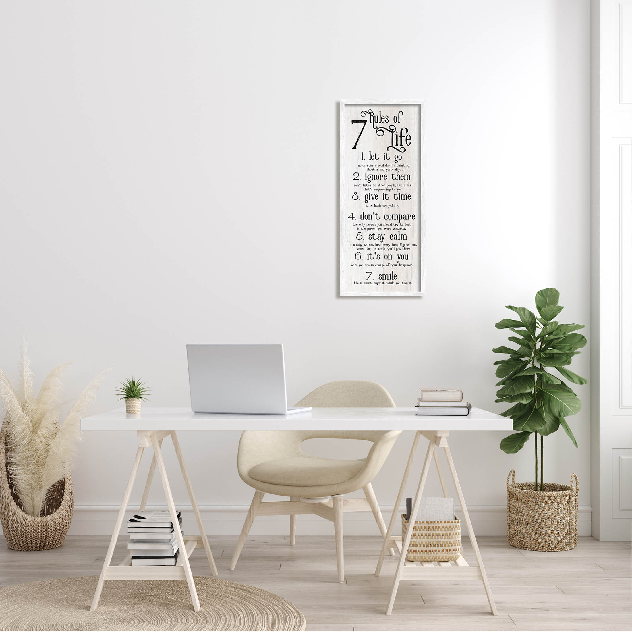 Stupell Industries Rules Of Life Motivating List Graphic Art White Framed Art Print Wall Art, Design by Lil' Rue