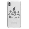 thumbnail image 1 of DistinctInk Clear Shockproof Hybrid Case for iPhone XS Max (6.5" Screen) - TPU Bumper Acrylic Back Tempered Glass Screen Protector - Strength of the Wofl is the Pack, 1 of 5