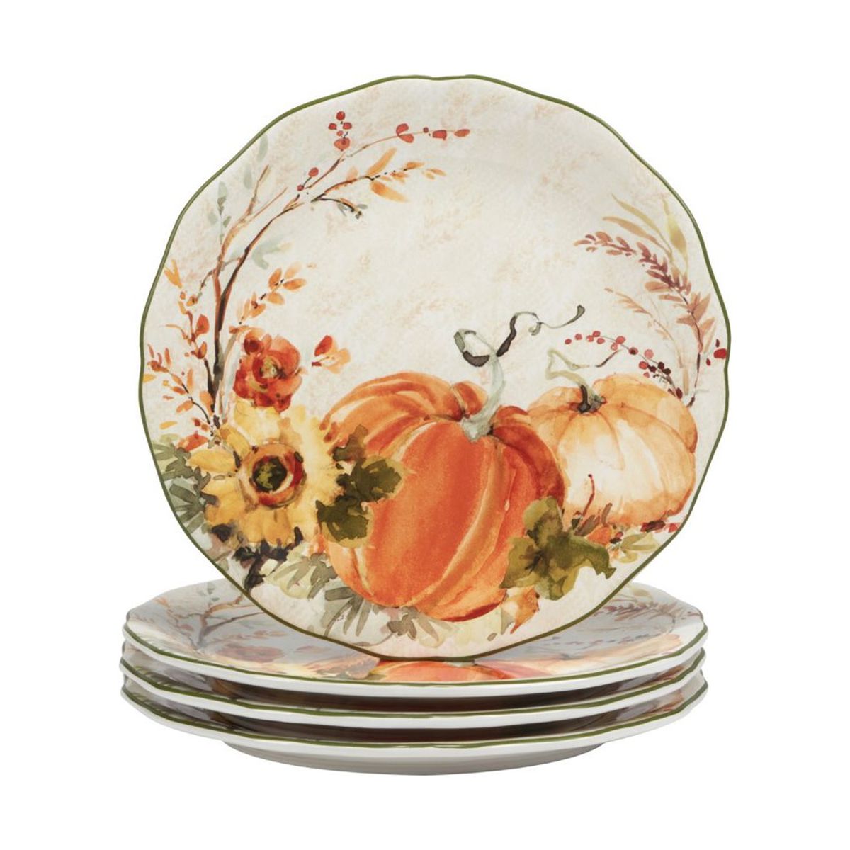 Certified International Set of 4 Pumpkin, Gourd, and Flower Fall