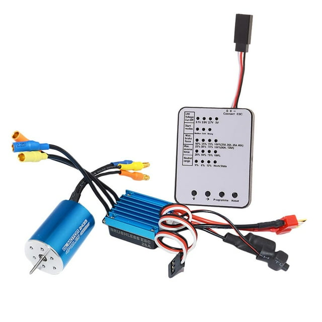 2435 4500KV Motor Sin Escobillas + 25A ESC + Tarjeta De Programación LED Para 1/16 1/18 RC Coche de Antiinterferente