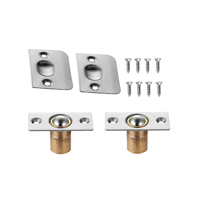 Ensemble de 2 Portes de Placard Durables en Acier Inoxydable Réglables avec Plaque de Frappe Finition Satinée Brossée