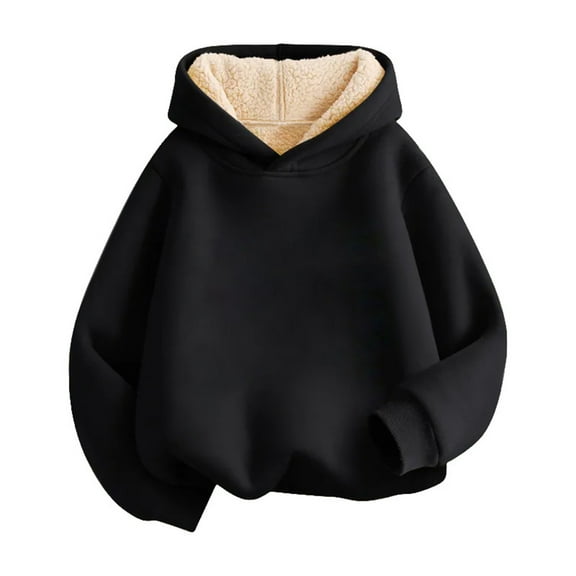 SonxaHe Toddler Boys Girls Hoodie Lined Long Sleeve Solid Warm Outerwear Fall Winter Unisex Hoodies Black,Sized 3-4