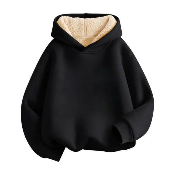 AJIWYH Girls Clothes Boys Girls Lined Long Sleeve Hoodie Kids Warm Winter Hoodies Pullover Hooded Sweatshirt Sweater Cute Hoodies for Teen Girls Black,11-12 Years