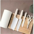 thumbnail image 4 of Professional Kitchen Knife Set with Universal Block Suitable Kitchen Knife 5 Pieces for Home Restaurant Non-Stick Cooking Knife ﻿ (White), 4 of 7