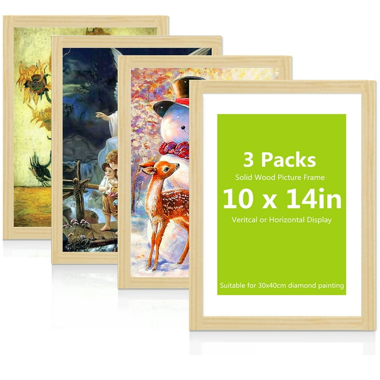 10x14 Picture Frame Set of 4, Diamond Painting Wood Frames Display