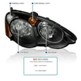 thumbnail image 3 of Spec-D Tuning JDM Black Headlights Compatible with 2002-2004 Acura RSX L+R Pair Head Light Lamp Assembly, 3 of 6