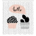 thumbnail image 3 of Ambesonne Cactus Shower Curtain, Hand Drawn Plants Hello, 69"Wx75"L, Blush Black Grey, 3 of 3
