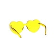 thumbnail image 4 of Womens Heart Shape Thick Panel Rimless Plastic Sunglasses Yellow, 4 of 4