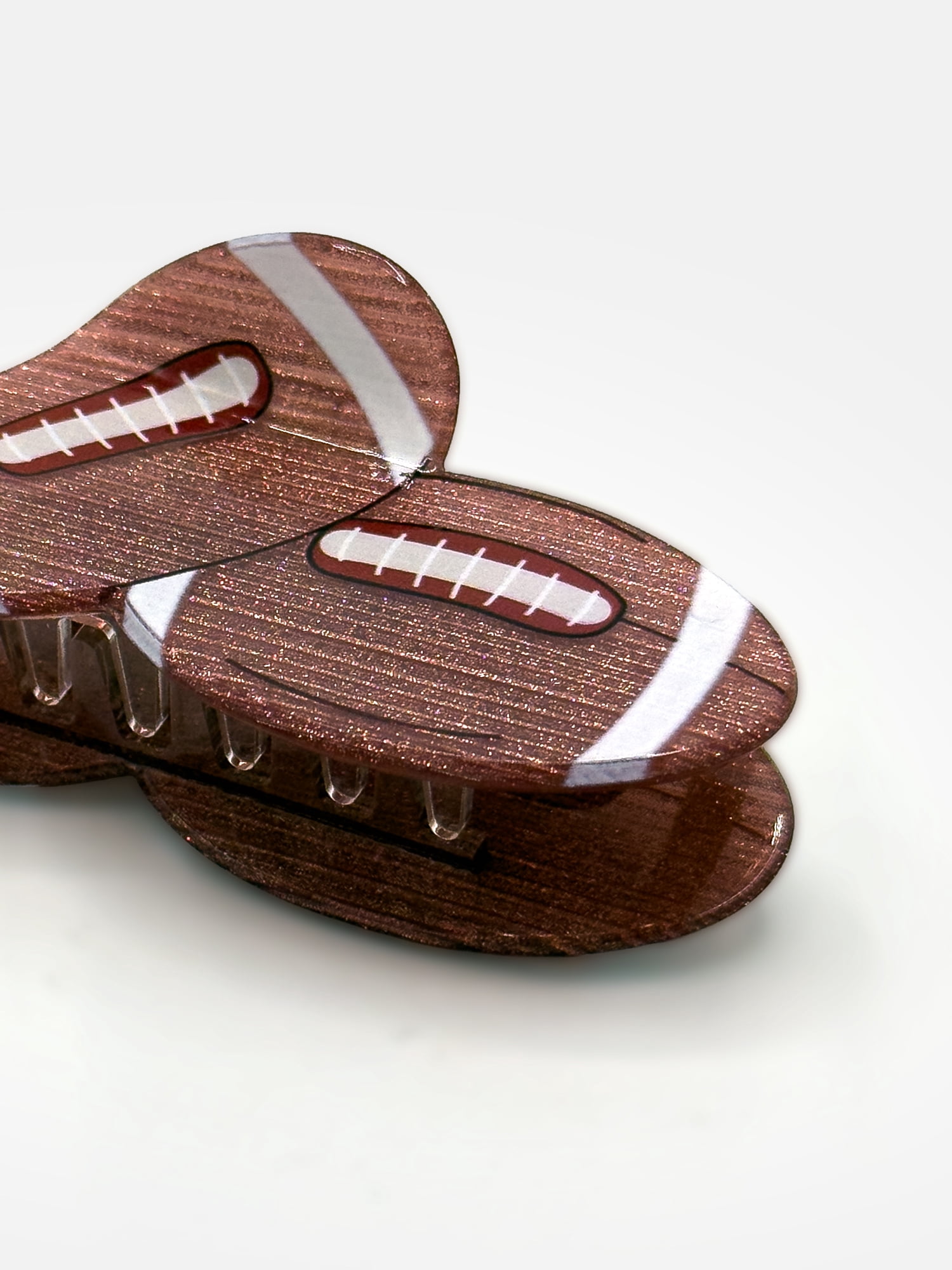 Double Football Acrylic Hair Claw, Brown, by Way to Celebrate