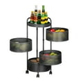 thumbnail image 1 of TFixol Rotating 4-Tier Kitchen Storage Rack with Magnetic Closure, Detachable Multi-Functional Round Stand for Fruits, Vegetables, and Snacks, Movable Floor Shelf with Handles, Black or White, 1 of 6