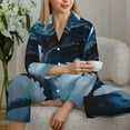 thumbnail image 6 of Pofeuu Blue Thunder Storm Dragon Print Womens Pajamas Set Long Sleeve Sleepwear Button Down Nightwear Soft Pj Lounge Sets Button Down Pajamas Women-Large, 6 of 7