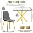 thumbnail image 5 of 36" Square Glass Dining Table Set, Modern Stainless Steel Cross-Leg Base with 4 Gold-Grey Velvet Upholstered Dining Chairs, for Dining Rooms, Cafes, Apartments, 5 of 7