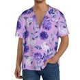 thumbnail image 3 of Fotbe Violet print Short Sleeve Button Down Shirts for Men Casual Summer Beach Wrinkle Free Shirt-Large, 3 of 7
