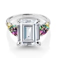 thumbnail image 3 of Gem Stone King 925 Silver and 10K Yellow Gold Green Mystic Topaz Ring Set with Moissanite (8.60 Cttw) (Size 9), 3 of 6