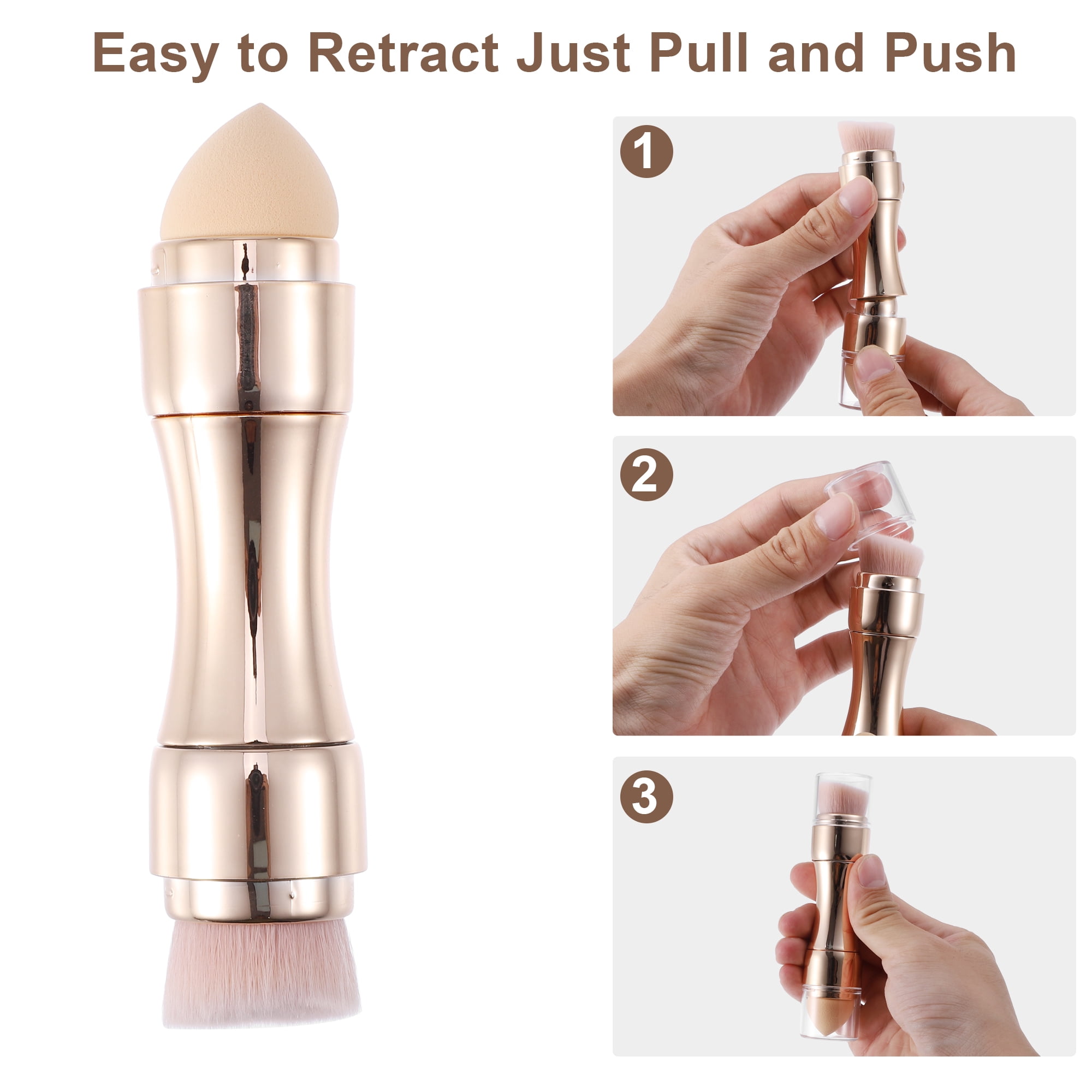 Unique Bargains 4 in 1 Portable Makeup Brush Set, Foundation Sponge Brush and More