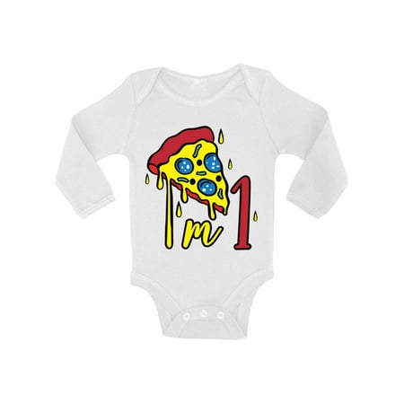 

1st Birthday Baby Romper - Cute Baby Boy Baby Girl Shirt - Pizza Bodysuit