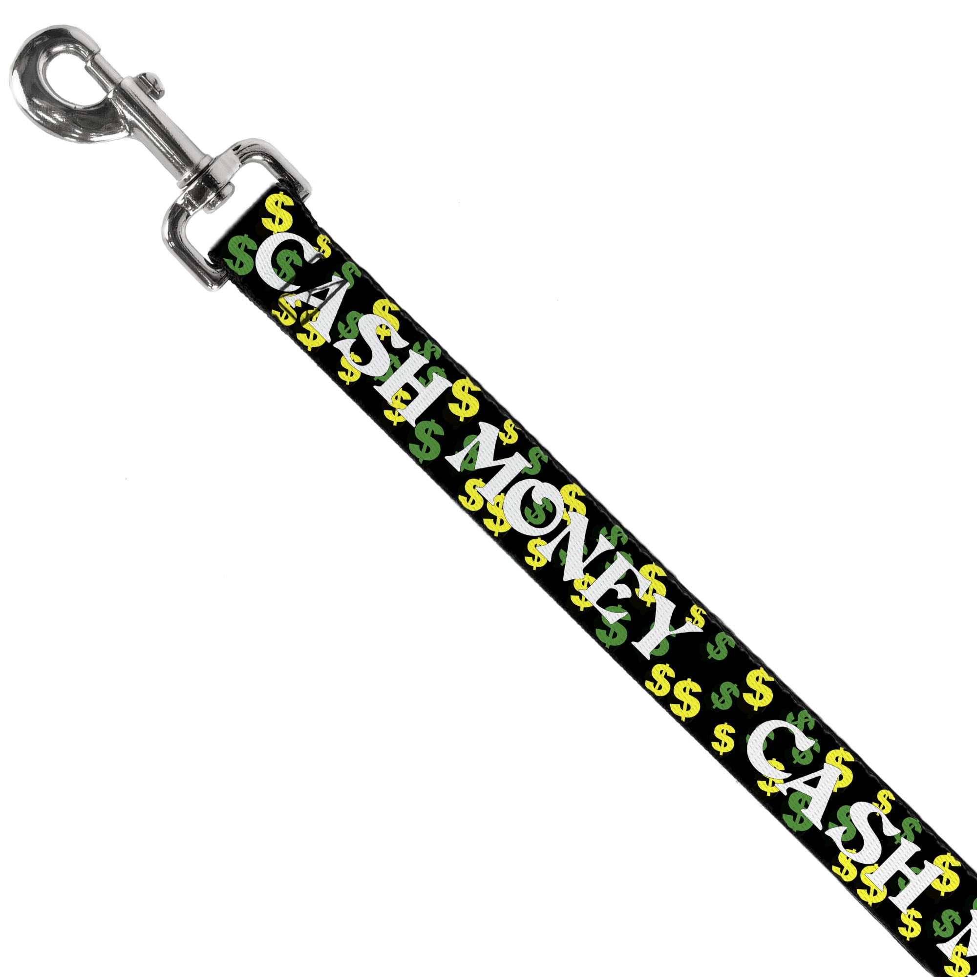 Buckle-Down Pet Leash, Dog Leash, Cash Money Dollar Black White Yellow Green, 6 Feet Long 1.0 Inch Wide