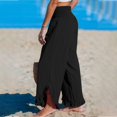 thumbnail image 4 of Ploknplq Wide Leg Pants Women,Palazzo Pants for Women,Womens Dress Pants,Fashionable High Waisted Pleated Irregular Cotton Linen Pants,Business Casual Outfits for Women,Pants for Women Black L, 4 of 9