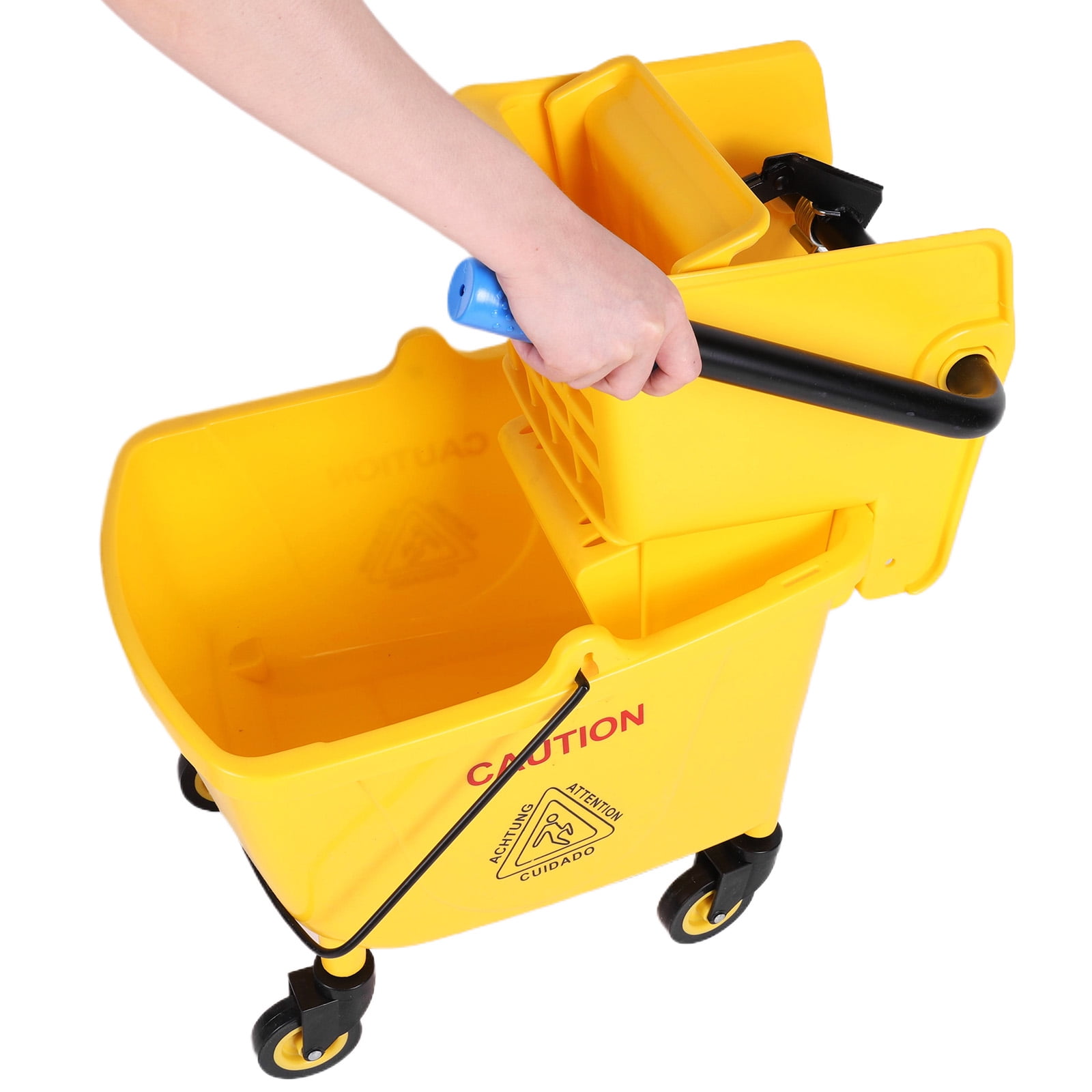 golytefs 24L Mop Water Squeezer with Wheels Plastic Bucket Mop Wringer for Hotel Cleaning
