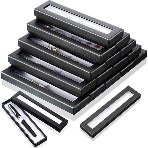 Caja de Regalo de BolíGrafo VacíA de 16 Piezas Estuche de CartóN Negro con Ventana Transparente para JoyeríA LáPiz BolíGrafo BolíGrafo ExhibicióN