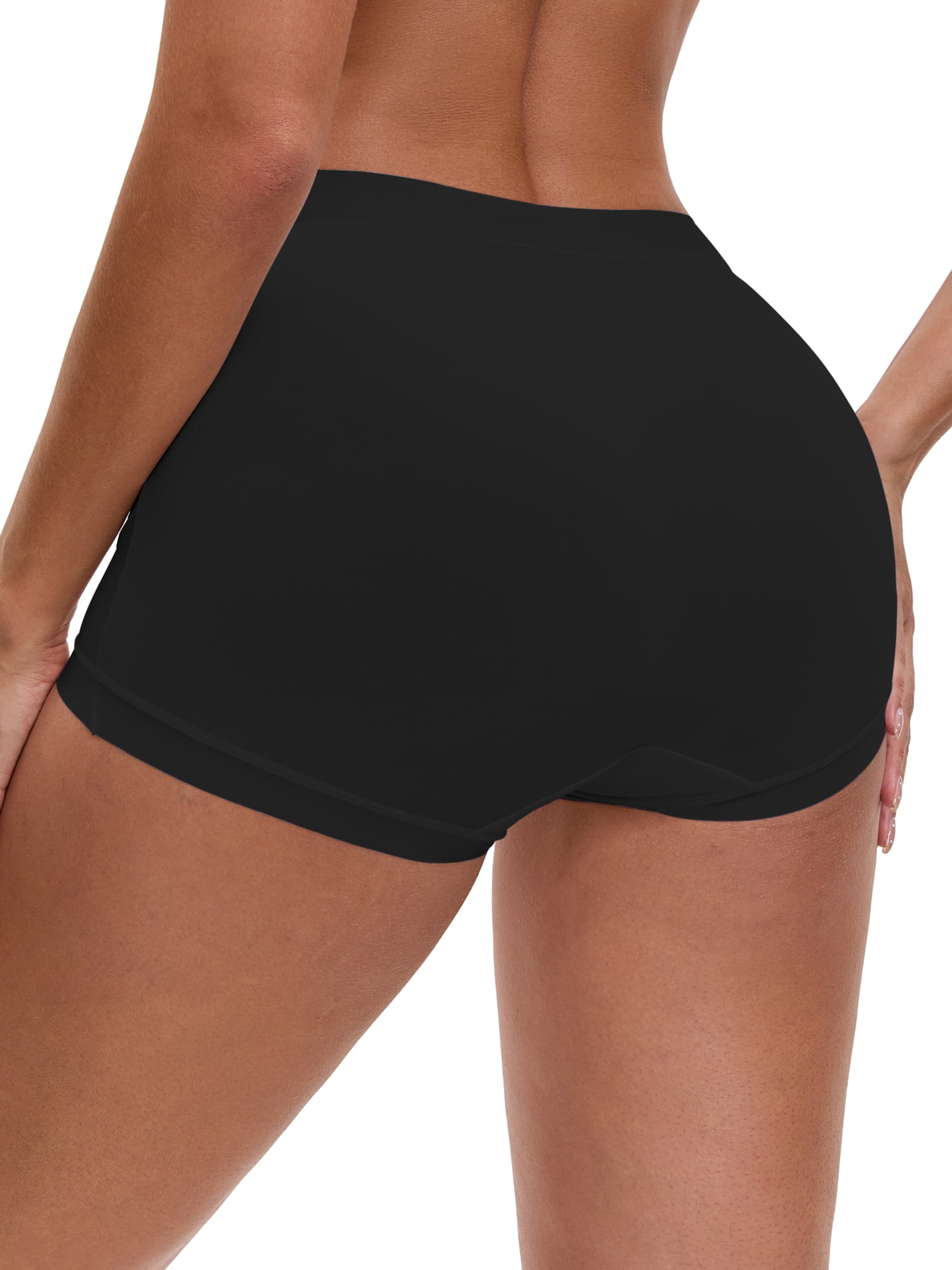 DARING DIVA Women's Plus Full Coverage High Waisted Ice Silk Underwear XXL Black
