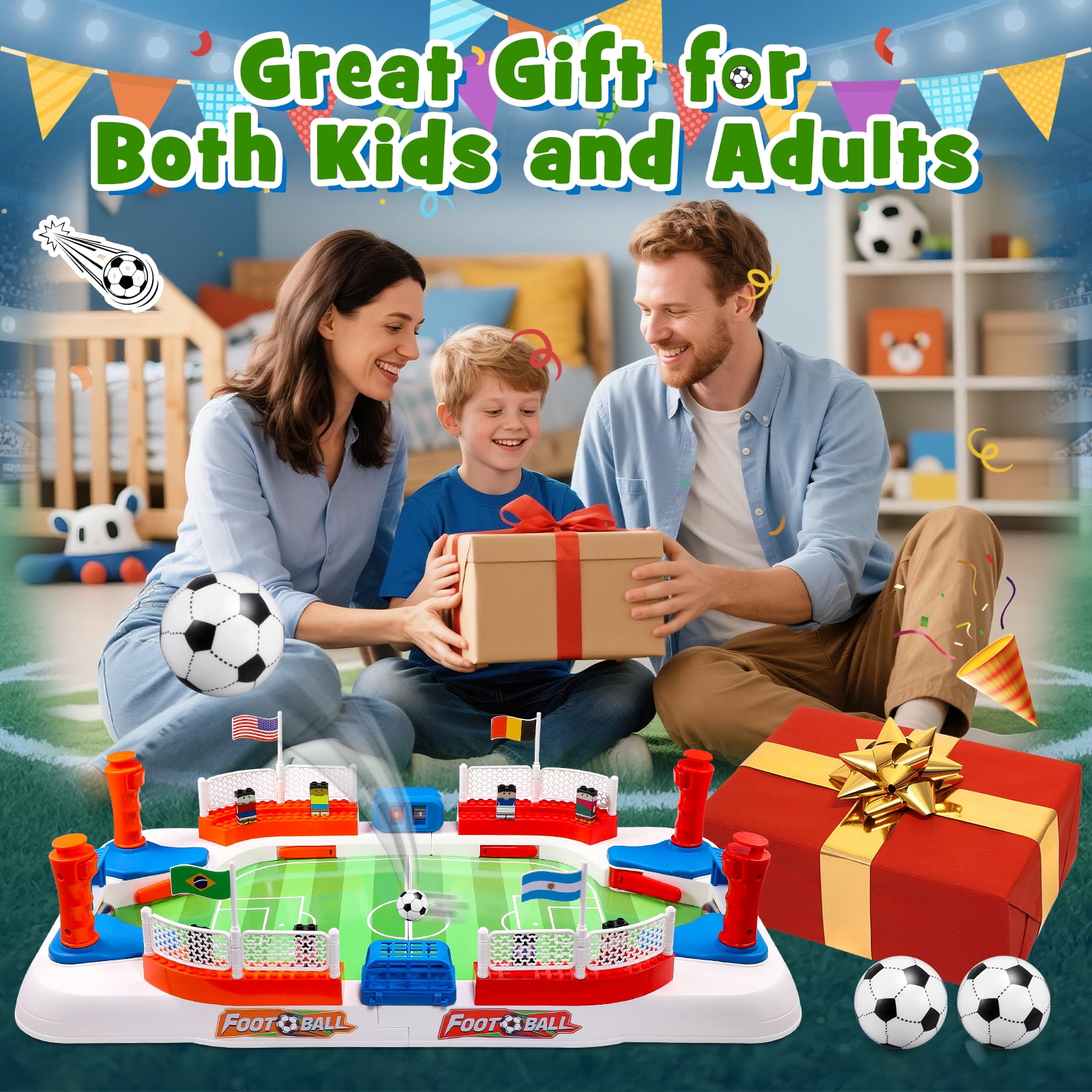 Mini Foosball Table Game, Gifts for 3-12 Year Old Kids Boys Tabletop Soccer Games, Soccer Pinball for Indoor Game for Adults Kids Family