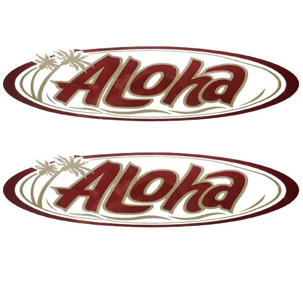 Waco Boat Decal 082803 Aloha 37 3/4 Inch Cranberry / Gold (Pair