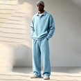 thumbnail image 3 of TOMVIGX Men's Tracksuits 2 Piece Set Waffle Knit Long Sleeve Polo Shirts & Drawstring Wide Leg Sweatpants Casual Athletic Sweatsuit Outfits, 3 of 8