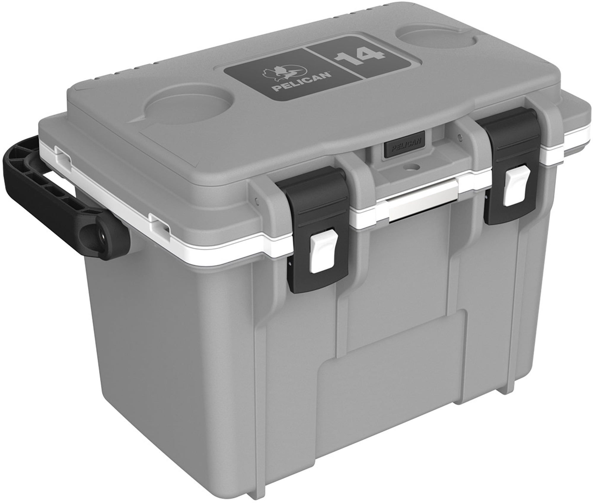 Pelican Elite 14 Qt Hard-Sided Cooler with Removable Tray  Dry Compartment, Cement with White