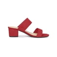 thumbnail image 3 of BLISSFUL STEP Women's Shoes Dual Straps Mid Block Heel Slide Sandals Red 6, 3 of 8