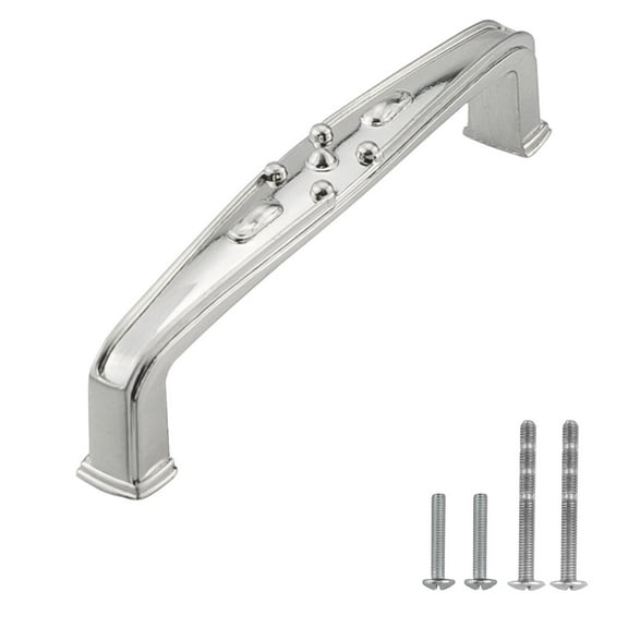 Modket MH1613 Traditional Classic Kitchen Cabinet Pull Handle — 4-1/4" Overall Length, 3-3/4" (96mm) Hole Centers, Brushed Nickel — 1 Pack