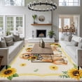 thumbnail image 4 of Cute Dog Washable Living Room Rugs 5'x8', Yellow Sunflower Daisy Vintage Summer Field Animal Low Pile Throw Large Area Rug Non-Slip Sturdy Edge Binding Carpet for Living Room Kitchen Office, 4 of 9