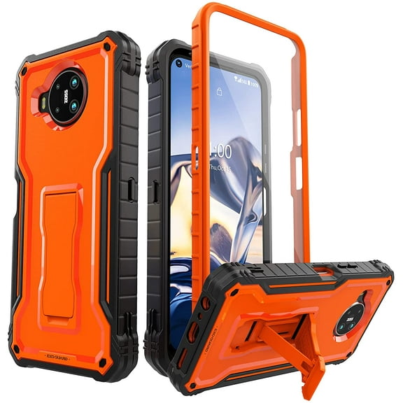 ExoGuard For Nokia 8 V 5G UW Case, Phone Case with Screen Protector and Kickstand (Orange)