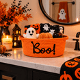 thumbnail image 4 of Halloween Boo Woven Basket, Cute Spooky Basket, Trick Or Treat Gift Organizer For Halloween Party Favors And Decorations Orange, 4 of 6
