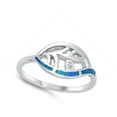 thumbnail image 4 of Blue Simulated Opal Cutout Leaf Ring .925 Sterling Silver Band Cubic Zirconia Jewelry Female Size 8, 4 of 4
