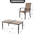 thumbnail image 6 of Nuu Garden 7-Piece All-Weather Outdoor Dining Set, 61” x 37” Large Rectangle Metal Dining Table with Wood-Grain Tabletop & 6 Ergonomic Textilene Chairs, with Umbrella Hole, Black and Brown, 6 of 10