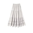 thumbnail image 3 of LWavelet Women Eyelet Embroidery Tiered Maxi Skirt Elastic High Waist With Pockets Boho Long Skirt White One Size, 3 of 4
