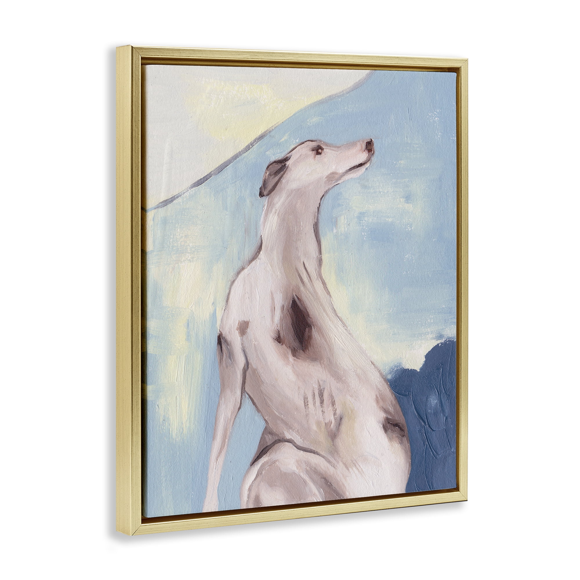 Stupell Industries Greyhound Abstract Painting Animals & Insects Painting Gold Floater Framed Canvas Art Print Wall Art, 25 x 31