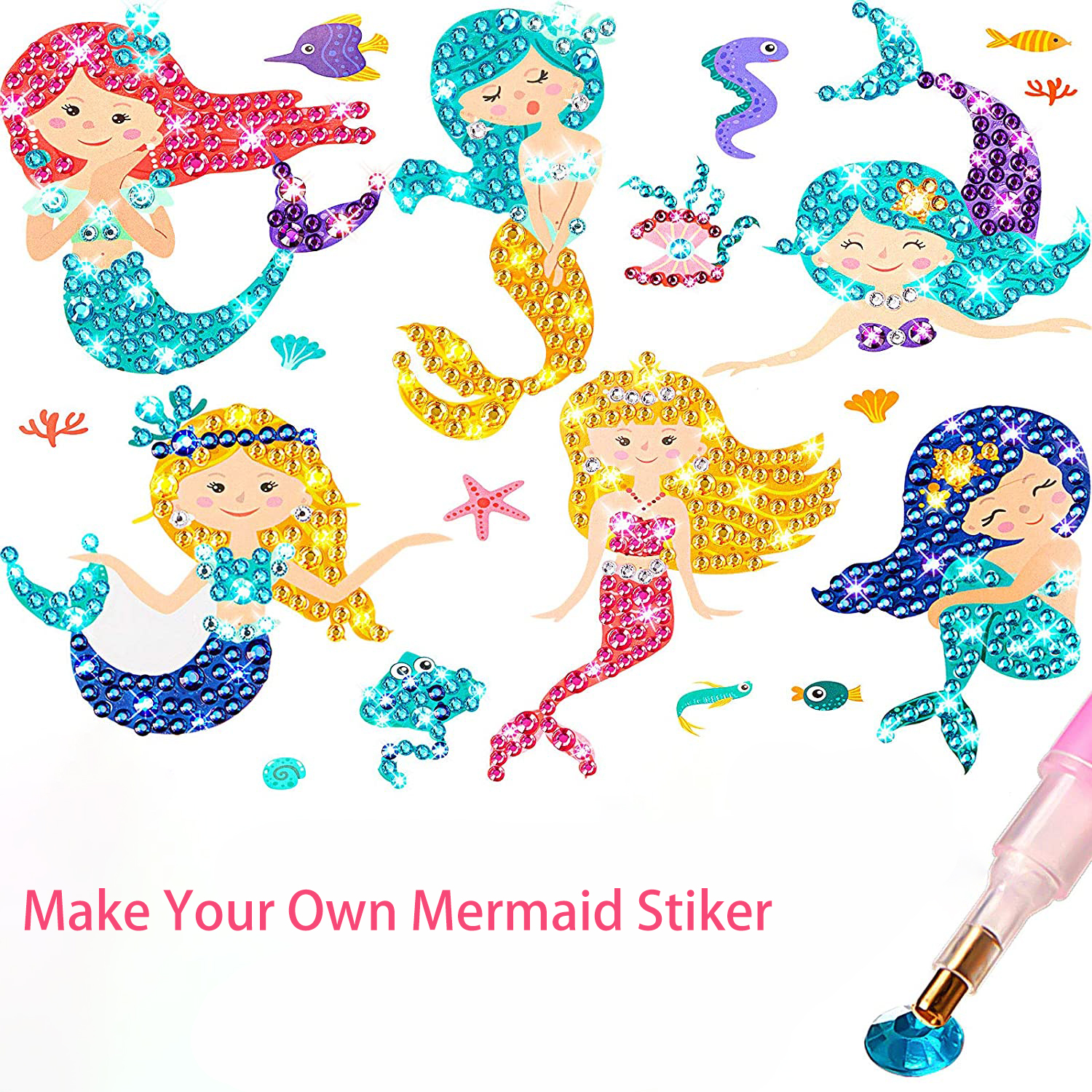 ANTIC DUCK Arts and Crafts for Girls Aged 3-8 Years Diamond Painting Kits for Kids DIY Mermaid Diamond Art Stickers for Girls